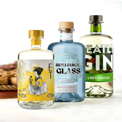 375 ml Transparente Redondo Vazio Super Flint Vidro Liquor Vinho Uísque Vodka Tequila garrafa