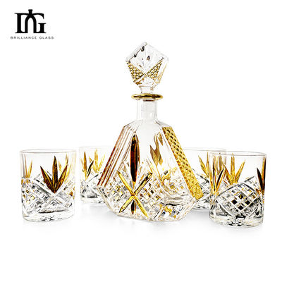 Crystal Whiskey Decanter Set com 2 copos de uísque à moda antiga